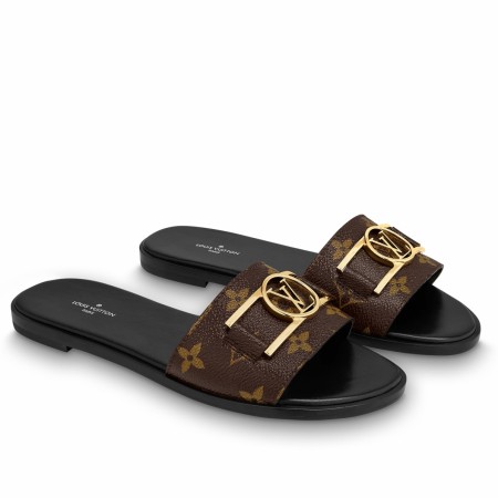 Louis Vuitton Lock It Flat Mules In Monogram Canvas