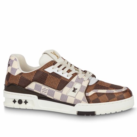 Louis Vuitton Men's LV Trainer Sneakers in Bicolor Damier Canvas