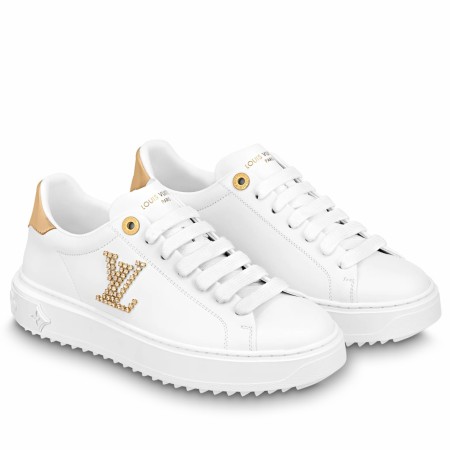 Louis Vuitton Time Out Sneakers with Gold Strass LV Initials