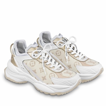 Louis Vuitton Women's Run 55 Sneakers In Beige Monogram Denim