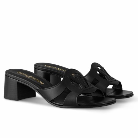 Louis Vuitton LV Isola Slides 45mm in Black Calfskin