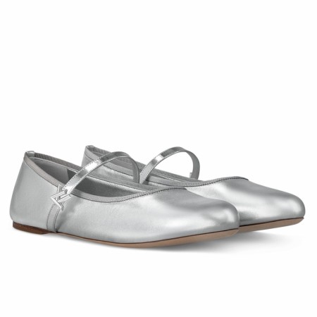 Louis Vuitton Romy Flat Ballerinas in Silver Metallic Lambskin