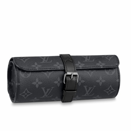 Louis Vuitton 3 Watch Case In Monogram Eclipse Canvas M43385
