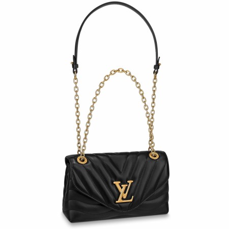 Louis Vuitton LV New Wave Chain MM Bag In Black Leather M58552