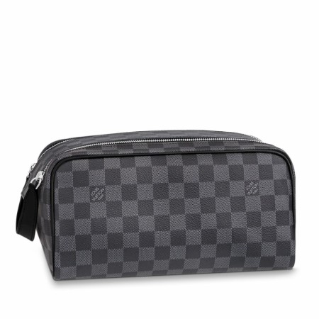 Louis Vuitton Dopp Kit Toilet Pouch In Damier Graphite Canvas N40127