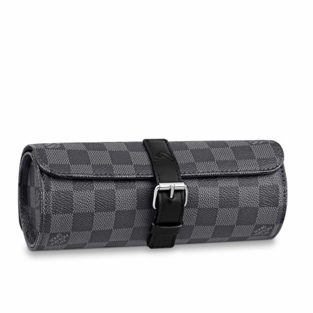 Louis Vuitton 3 Watch Case In Damier Graphite Canvas N41137