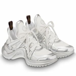 Louis Vuitton LV Archlight Sneakers in White Fabric with Metallic Leather