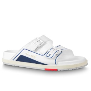 Louis Vuitton White LVxNBA LV Trainer Mules