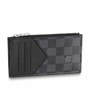 Louis Vuitton Coin Card Holder In Damier Graphite Canvas N64038