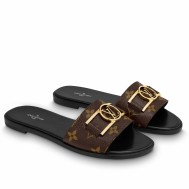Louis Vuitton Lock It Flat Mules In Monogram Canvas