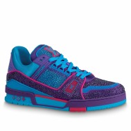 Louis Vuitton Men's LV Trainer Sneakers In Purple Crystals