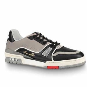 Louis Vuitton Men's LV Trainer Sneakers In Black/Grey Calfskin