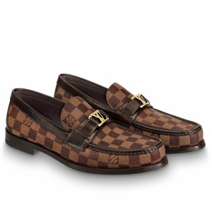 Louis Vuitton Major Loafers In Damier Ebene Canvas