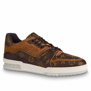 Louis Vuitton Men's LV Trainer Sneakers In Monogram Suede