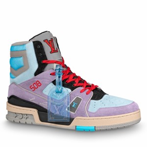 Louis Vuitton Men's LV Trainer High-top Sneakers In Purple Leather