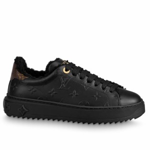 Louis Vuitton Black Time Out Sneakers with Shearling Lining