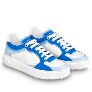 Louis Vuitton Time Out Sneakers In Blue Monogram Lambskin