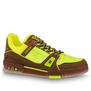 Louis Vuitton Men's LV Trainer Sneakers In Jaune Leather