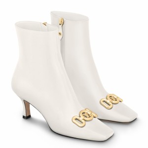 Louis Vuitton Rotary Ankle Boots In White Calfskin