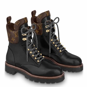 Louis Vuitton Territory Flat Ranger Boots In Black Calfskin