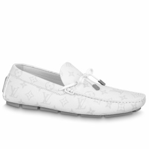 Louis Vuitton LV Driver Moccasin In White Monogram Canvas