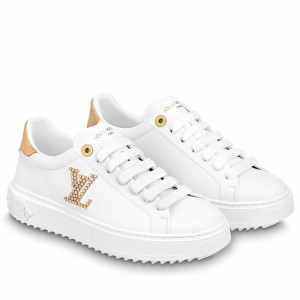 Louis Vuitton Time Out Sneakers with Gold Strass LV Initials