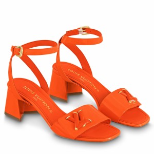 Louis Vuitton Shake Sandals 55mm In Orange Patent Calfskin