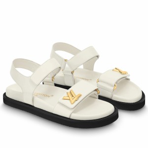 Louis Vuitton LV Sunset Comfort Flat Sandals In White Leather