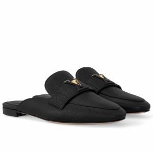 Louis Vuitton LV Capri Open Back Loafers in Black Leather