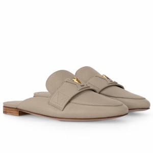Louis Vuitton LV Capri Open Back Loafers in Grey Leather