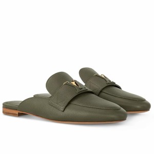 Louis Vuitton LV Capri Open Back Loafers in Green Leather