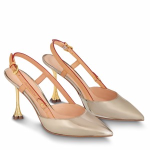 Louis Vuitton Blossom Slingback Pumps 95mm in Gold Leather