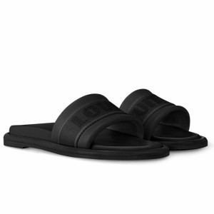 Louis Vuitton LV Bliss Comfort Mules in Black Canvas with Leather