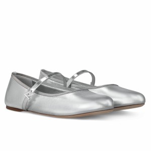 Louis Vuitton Romy Flat Ballerinas in Silver Metallic Lambskin