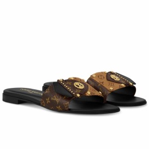 Louis Vuitton LV Frame Flat Mules in Monogram Reverse canvas