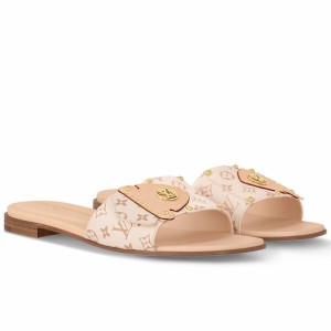 Louis Vuitton LV Frame Flat Mules in Monogram Dune Canvas