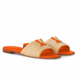 Louis Vuitton LV Capri Flat Slides in Natural Raffia
