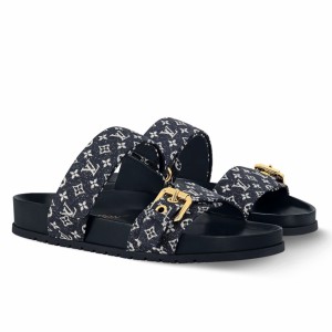 Louis Vuitton Bom Dia Comfort Mules in Blue Monogram Denim