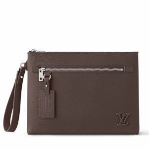 Louis Vuitton Takeoff Pouch in Mocha LV Aerogram Leather M11485