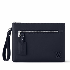 Louis Vuitton Takeoff Pouch in Navy Blue LV Aerogram Leather M11486