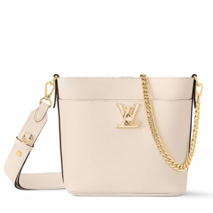 Louis Vuitton Lock and Walk Bag in White Grained Leather M24638