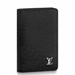 Louis Vuitton Pocket Organizer In Black Taiga Leather M30283
