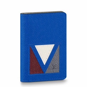 Louis Vuitton Pocket Organizer In Blue Taiga Leather M30790