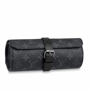Louis Vuitton 3 Watch Case In Monogram Eclipse Canvas M43385