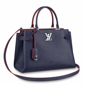 Louis Vuitton Lockme Day Tote Bag In Navy Blue Leather M53645