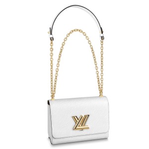 Louis Vuitton Twist MM Bag In White Epi Leather M55513