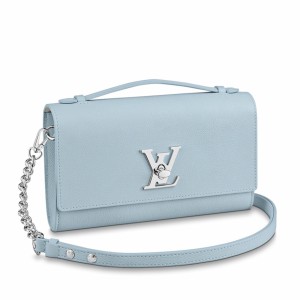 Louis Vuitton Lockme Clutch In Blue Calfskin M56136