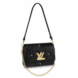 Louis Vuitton Twist MM Bag in Black Lambskin with Studs M59029
