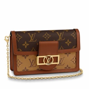 Louis Vuitton Dauphine Chain Wallet In Monogram Reverse Canvas M68746