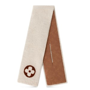 Louis Vuitton White/Brown Shearling Tuffetage Scarf M77055